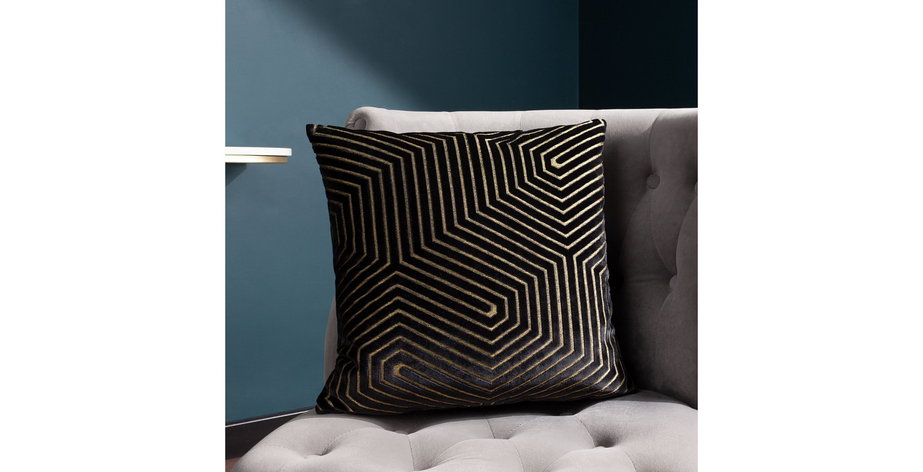 Geo Embossed Feather Cushion Cushions Feather & Black