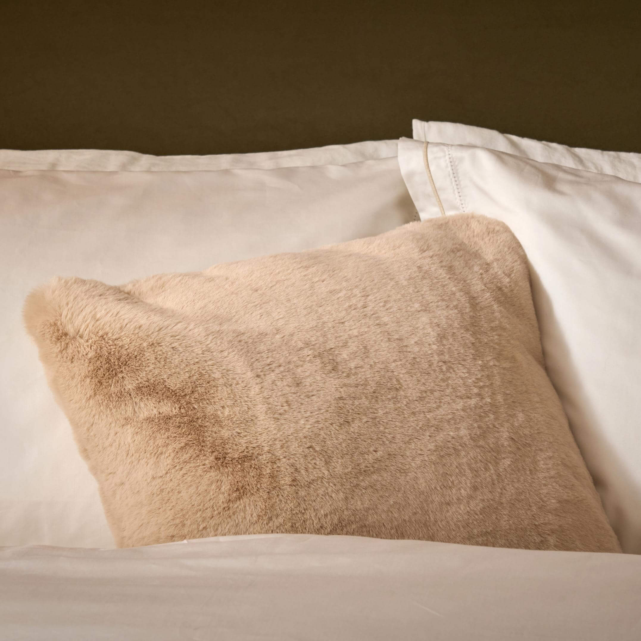 Faux Fur Cushion - Beige