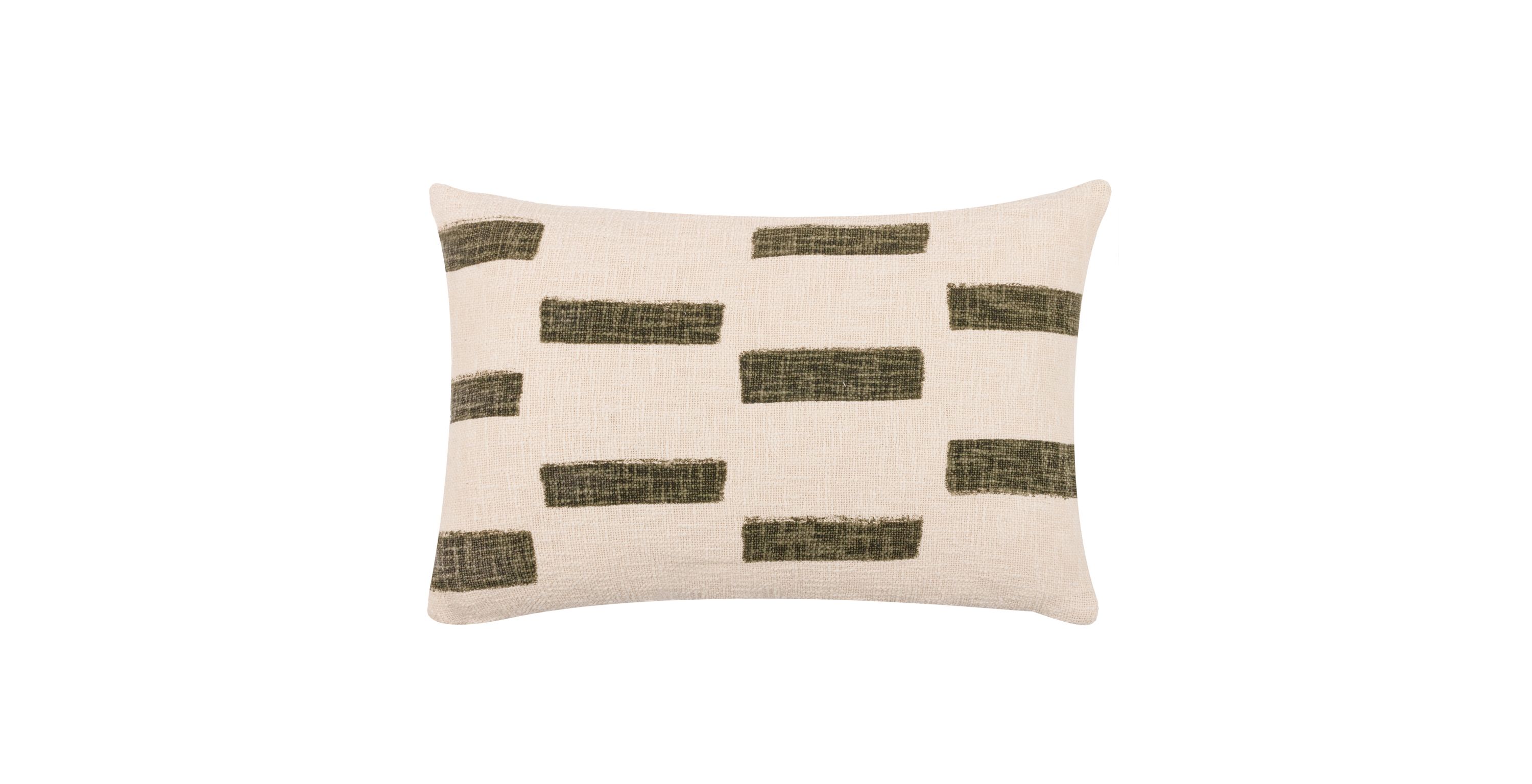 Printed Slub Cotton Feather Cushion Cushions Feather & Black