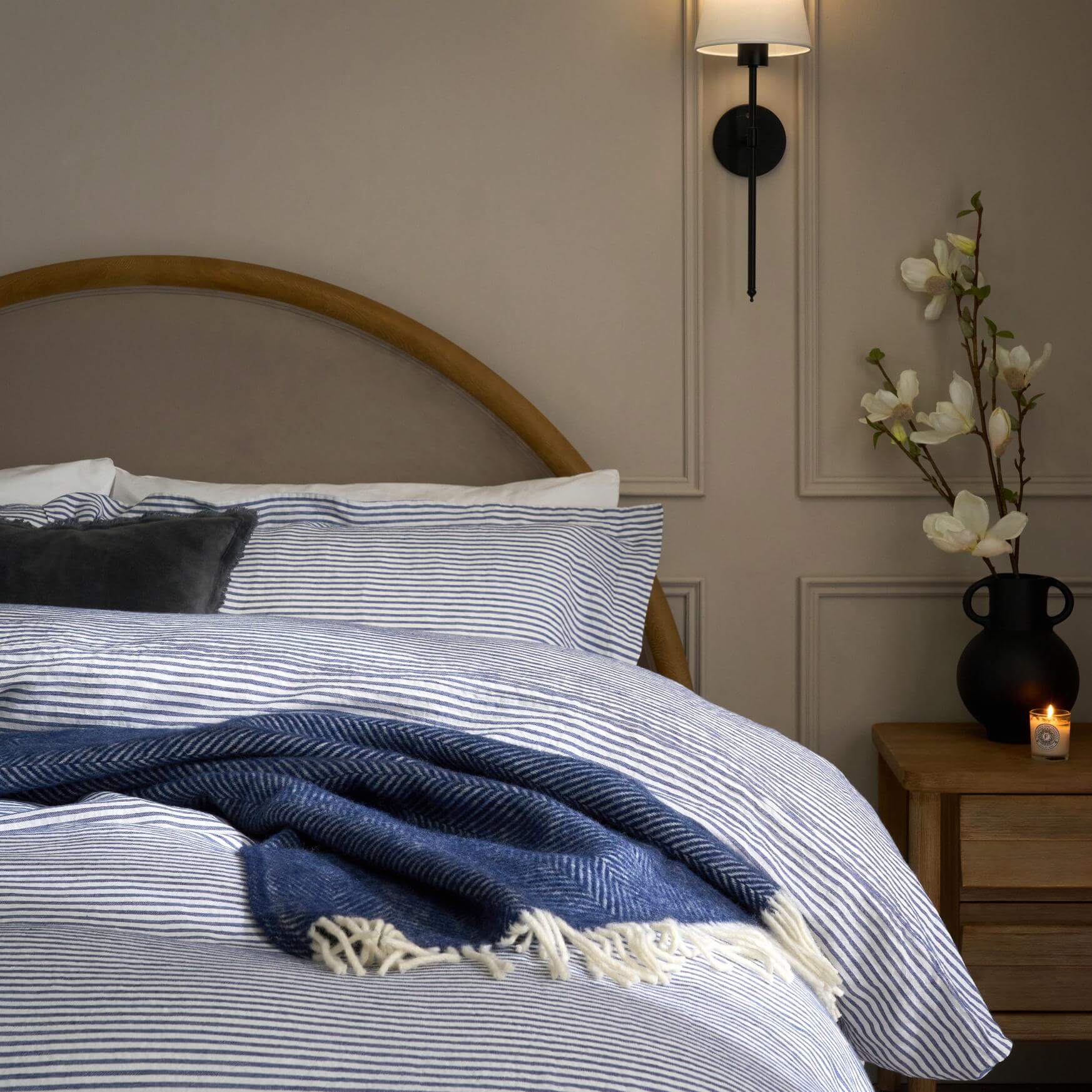 Amelie Stripe Duvet Cover - Navy, Super King