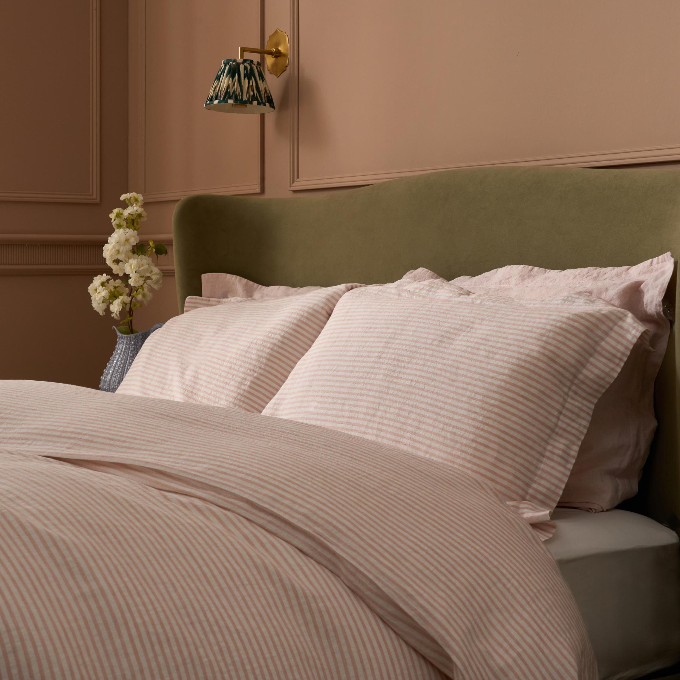 Amelie Stripe Oxford Edge Pillowcase Pair - Pink