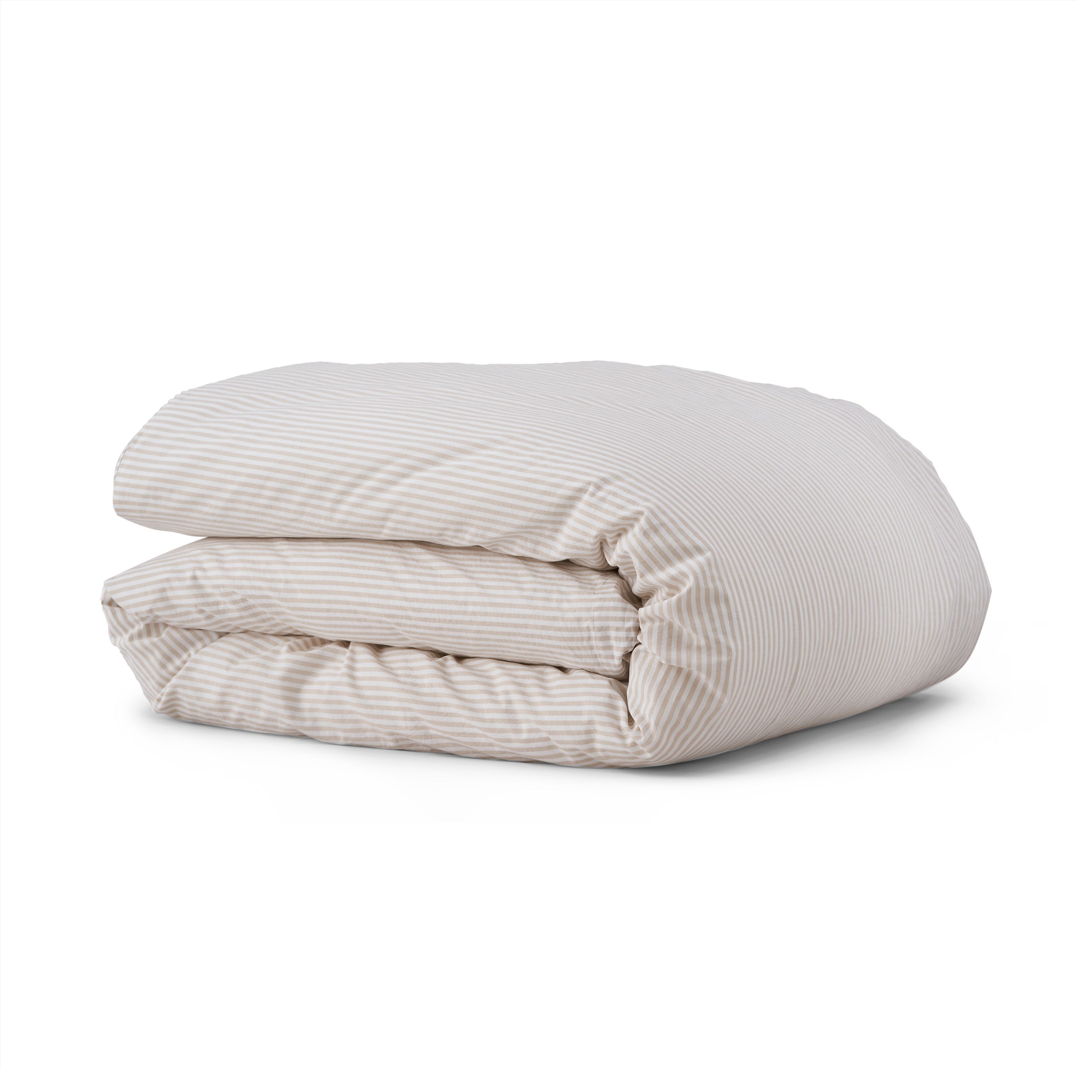 Cotton Collection Dyed Stripe Duvet Cover - Natural, Super King