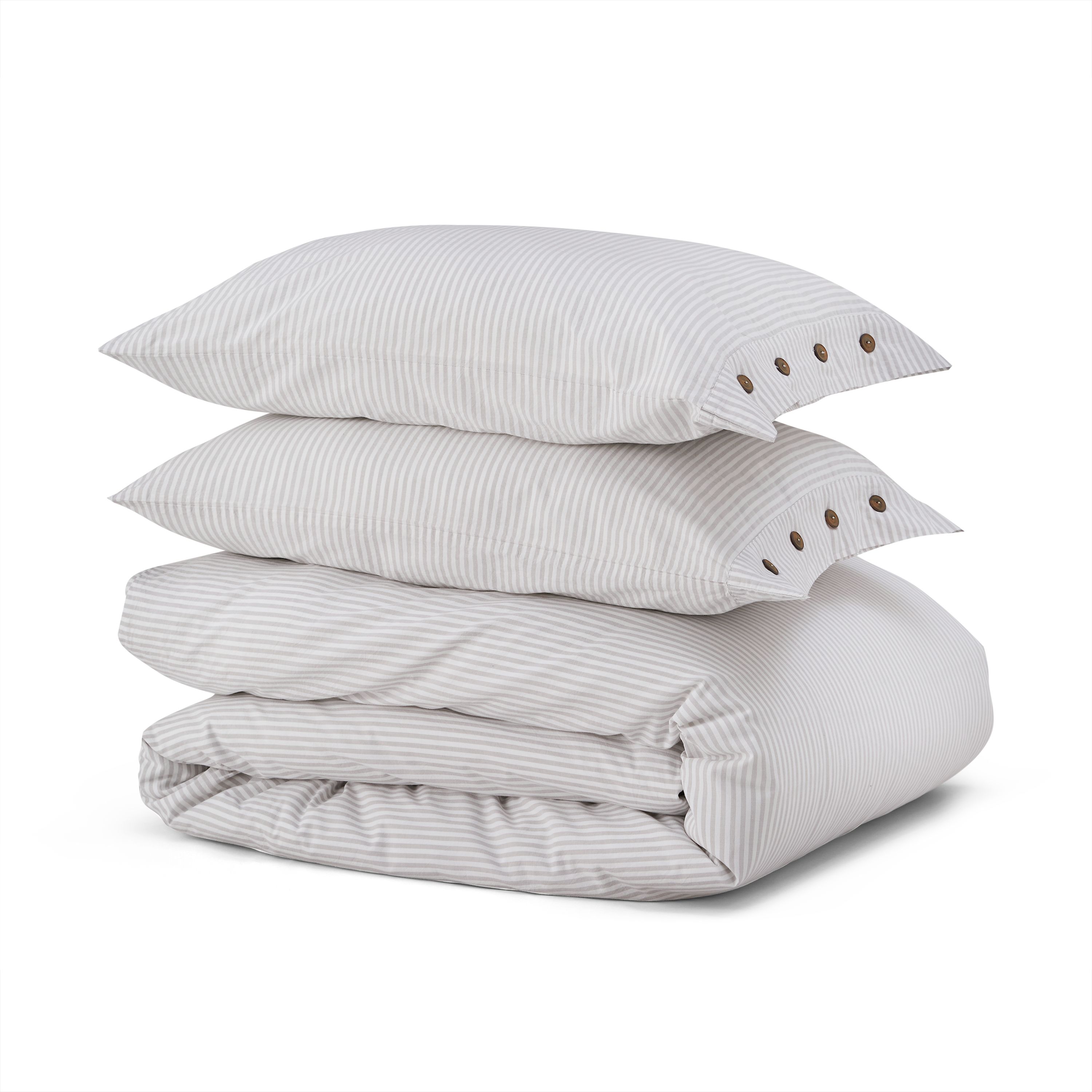 Cotton Collection Dyed Stripe Bed Linen Set Bed Linen Feather & Black