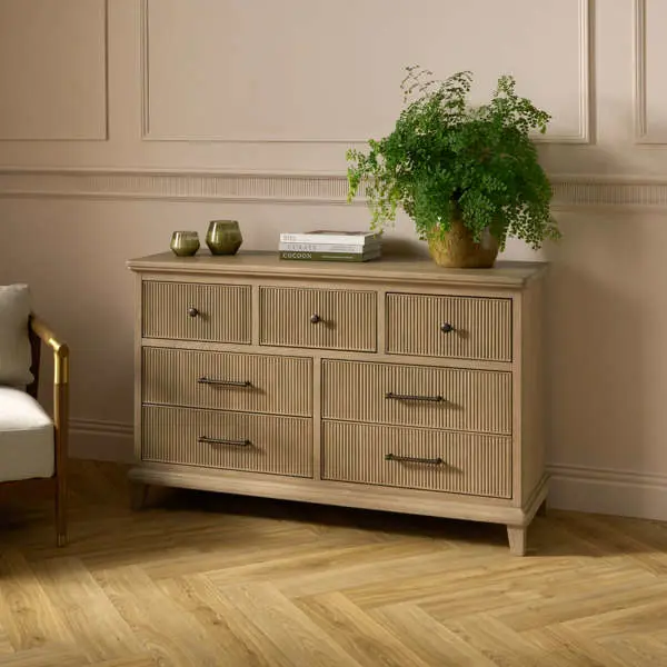 Lydia 7 Drawer Wide Chest Washed Oak 20%Off £1,199 £959